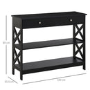 Consolle Ingresso 2 Cassetti 100x30,5x80 cm in MDF Nero