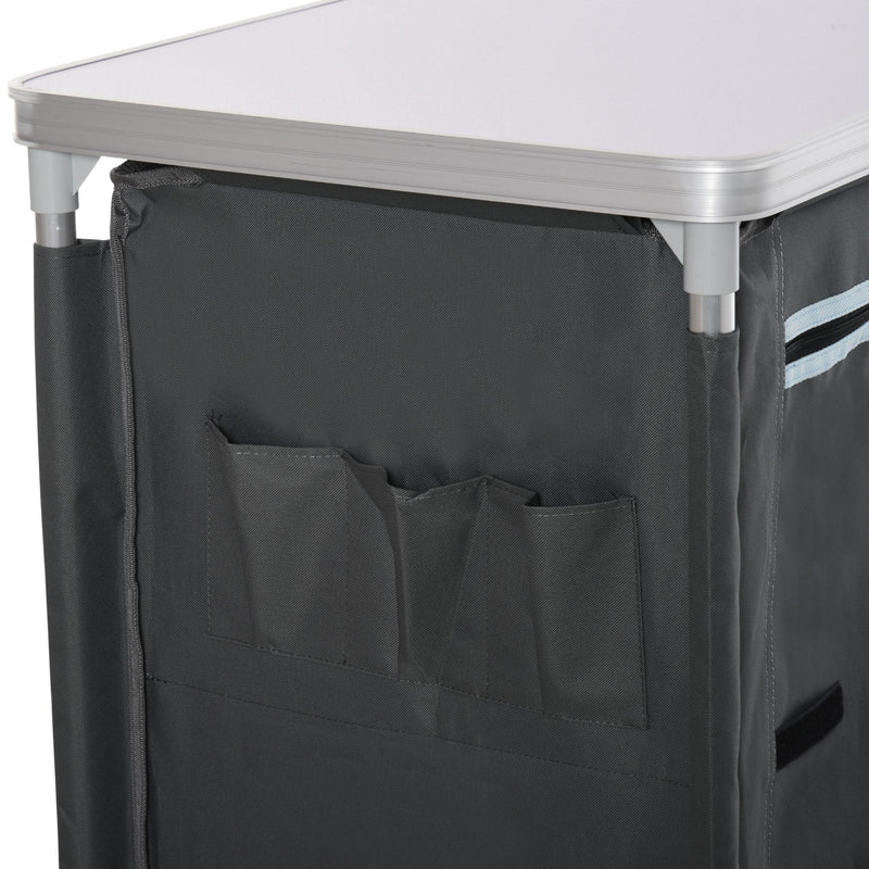 Mobile da Campeggio 3 Mensole 96x49,5x104 cm in Alluminio e Tessuto Oxford Grigio