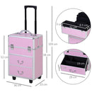 Trolley per Estetista Make Up Trucchi 36x23x58-103 cm in Alluminio Rosa