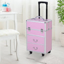Trolley per Estetista Make Up Trucchi 36x23x58-103 cm in Alluminio Rosa