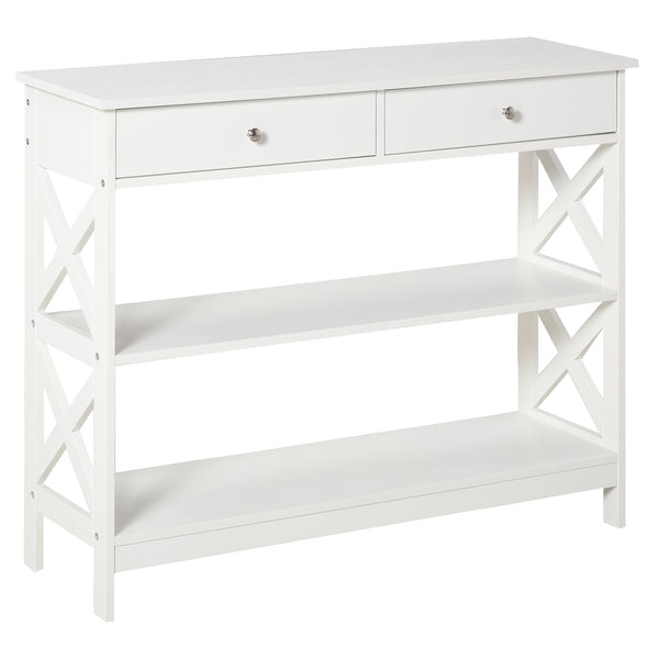 acquista Console d'Entrée 2 Tiroirs 100x30,5x80 cm en MDF Blanc