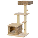 Albero Tiragraffi per Gatti 60x40x109 cm con Cuccia in Corda Beige