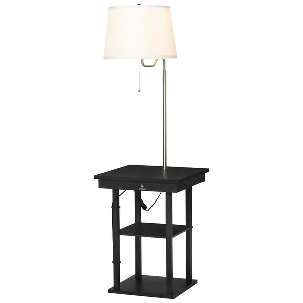 acquista Lampadaire avec Table et 2 Prises USB 44,5x44,5x144,5 cm en Métal Noir