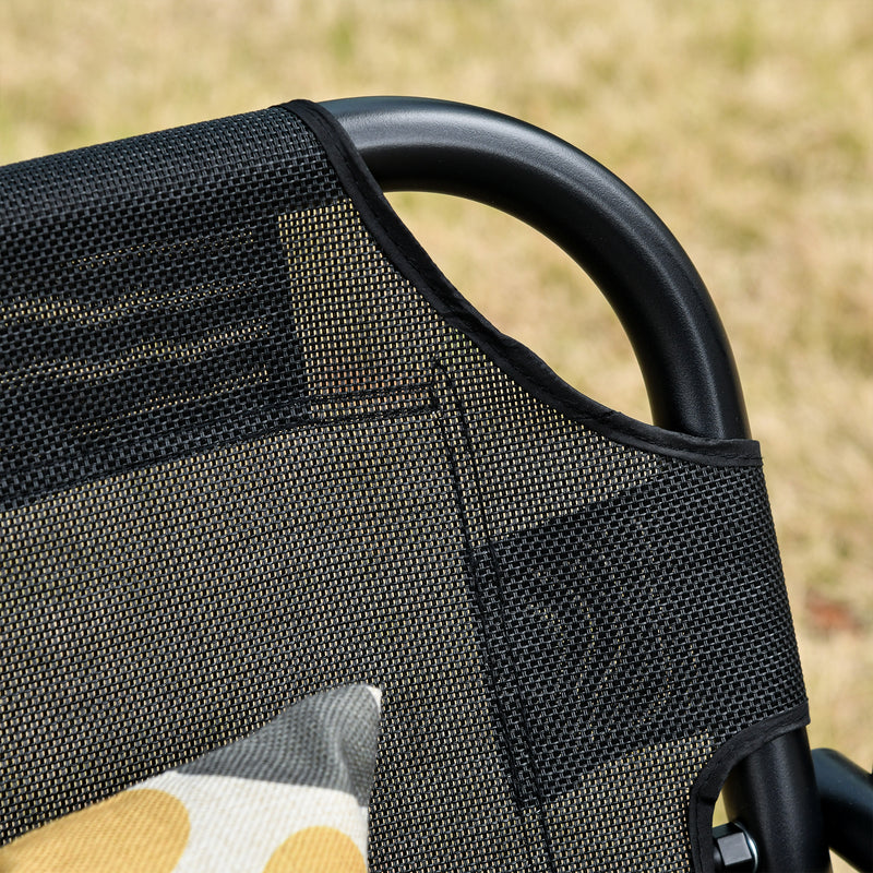 Dondolo 3 Posti da Giardino 172x110x155 cm in Metallo e Textilene Nero