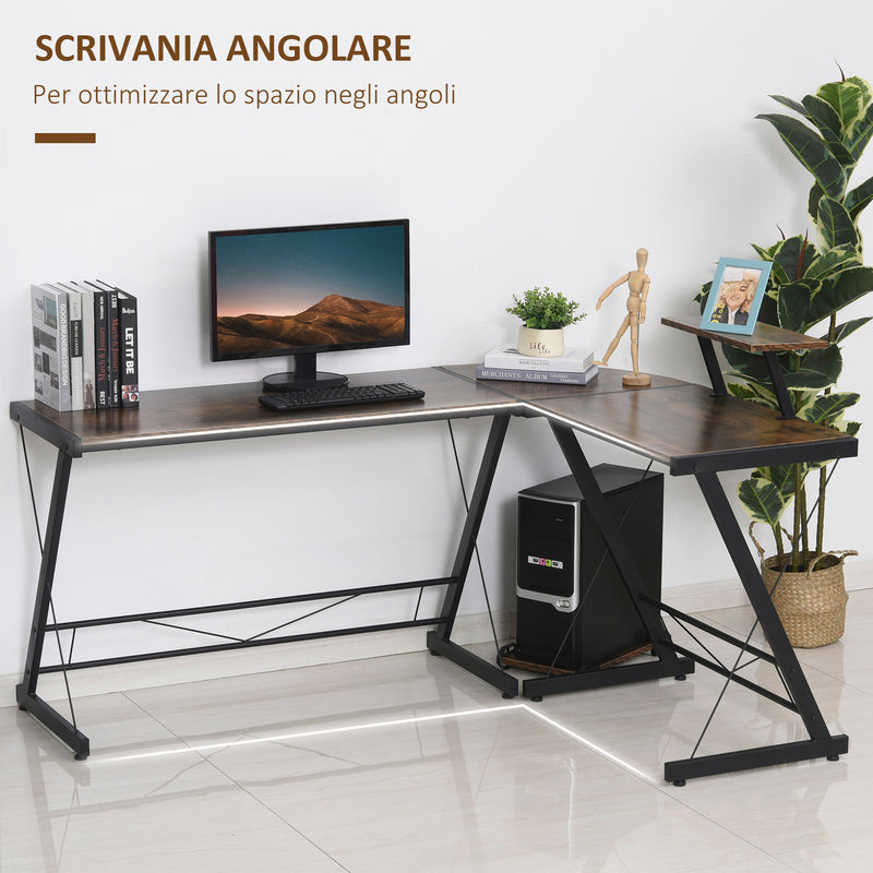 Scrivania Angolare da Ufficio 155x115x91.5 cm in Metallo e Truciolare Nero