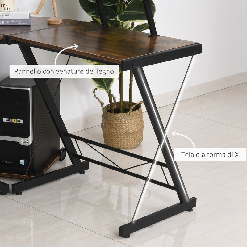 Scrivania Angolare da Ufficio 155x115x91.5 cm in Metallo e Truciolare Nero