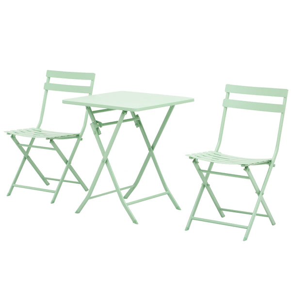 Set de Table et 2 Chaises de Jardin Pliantes en Métal Vert prezzo