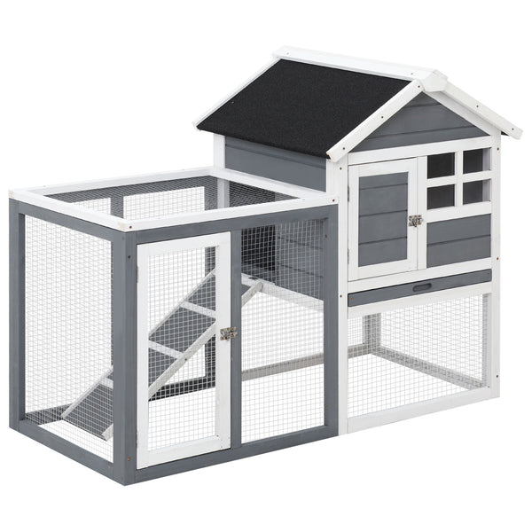 Cage Clapier pour Lapins 122x62,6x92 cm en Bois Gris et Blanc prezzo