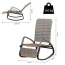 Sedia a Dondolo Pieghevole con Braccioli 90x64x108 cm in Metallo e Rattan Grigia