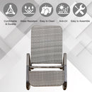 Sedia a Dondolo Pieghevole con Braccioli 90x64x108 cm in Metallo e Rattan Grigia