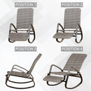 Sedia a Dondolo Pieghevole con Braccioli 90x64x108 cm in Metallo e Rattan Grigia