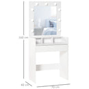 Toletta da Camera con Specchio e LED 70x40x160 cm in Legno Truciolare Bianco