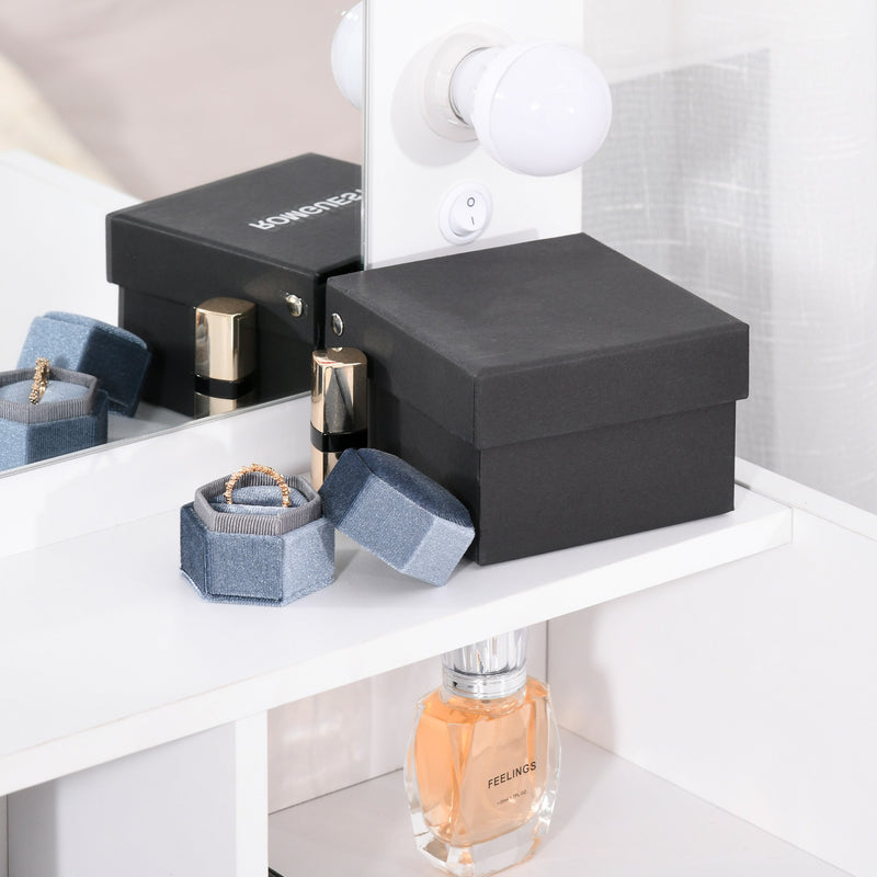 Toletta da Camera con Specchio e LED 70x40x160 cm in Legno Truciolare Bianco