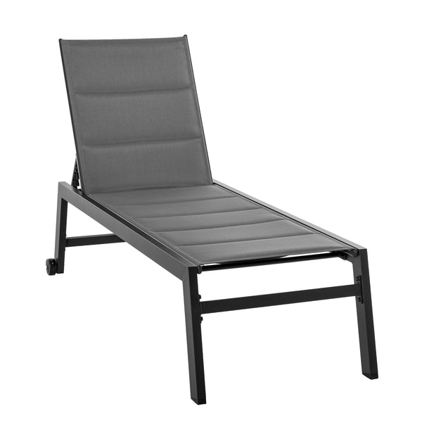 sconto Bain de soleil de jardin 72x168x102 cm en aluminium et textilène gris