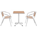 Set Tavolo e 2 Sedie da Giardino in Alluminio Effetto Legno