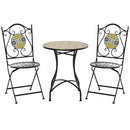 Set Tavolo e 2 Sedie Pieghevoli da Giardino in Metallo con Mosaico Colorato