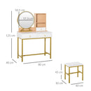 Consolle Trucco 90x40x125 cm con Specchio e Sgabello Bianco
