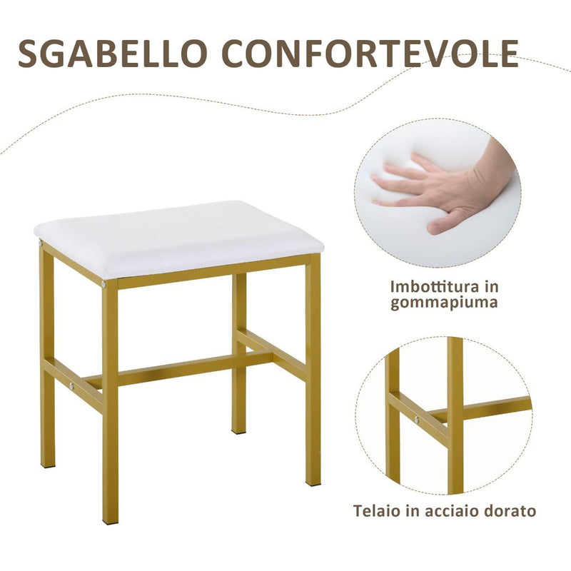 Consolle Trucco 90x40x125 cm con Specchio e Sgabello Bianco