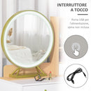 Consolle Trucco 90x40x125 cm con Specchio e Sgabello Bianco