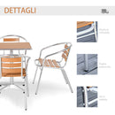 Set Tavolo e 4 Sedie da Giardino in Alluminio Effetto Legno