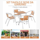 Set Tavolo e 4 Sedie da Giardino in Alluminio Effetto Legno