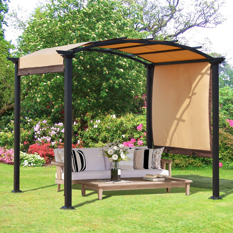 Pergola da Giardino 295x245x250 cm in Metallo e Poliestere Cachi