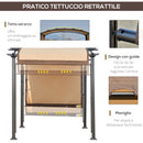 Pergola da Giardino 295x245x250 cm in Metallo e Poliestere Cachi