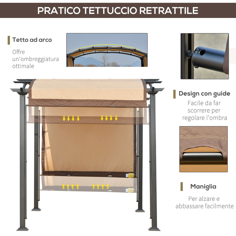 Pergola da Giardino 295x245x250 cm in Metallo e Poliestere Cachi