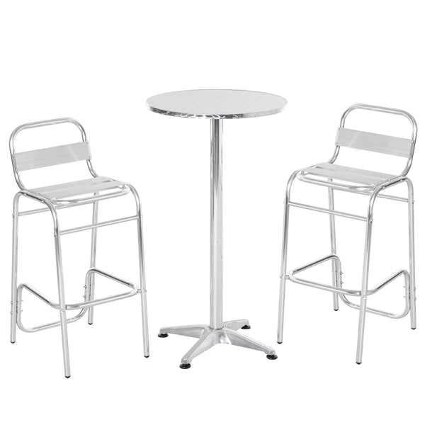 acquista Ensemble de Table Haute et 2 Tabourets de Jardin en Aluminium et Acier