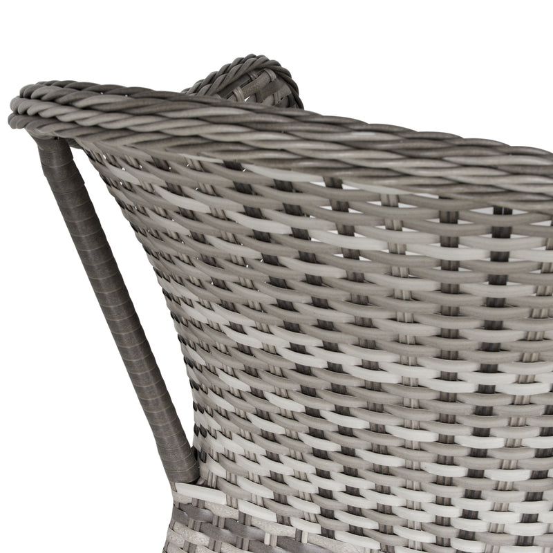 Set Tavolo e 6 Sedie da Giardino in Rattan con Cuscini Grigio