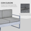 Set da Giardino Divano 2 Poltrone e Tavolino in Alluminio Grigio