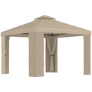 Gazebo da Giardino 3x3m con Zanzariera in Metallo Cachi