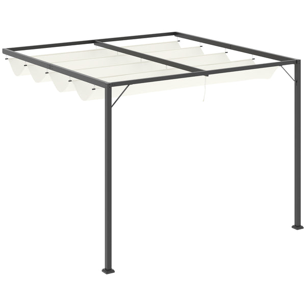 Pergola de jardin murale 3x3m auvent coulissant en métal crème prezzo