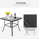 Set Tavolino e 2 Sedie a Dondolo da Giardino con Cuscini in Acciaio Marrone