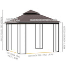 Gazebo da Giardino 3x3m con Zanzariera in Metallo Caffè