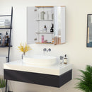 Pensile da Bagno 2 Ante Specchio 60x20,5x75 cm in Legno Bianco e Rovere