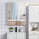 Pensile da Bagno 2 Ante Specchio 60x20,5x75 cm in Legno Bianco e Rovere