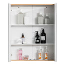 Pensile da Bagno 2 Ante Specchio 60x20,5x75 cm in Legno Bianco e Rovere