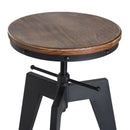 Sgabello da Bar Alto Regolabile in Altezza in Metallo e Legno Nero