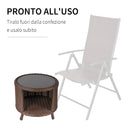 Tavolino da Giardino Ø51x42 cm in Rattna Ripiano in Vetro Marrone