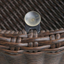 Tavolino da Giardino Ø51x42 cm in Rattna Ripiano in Vetro Marrone