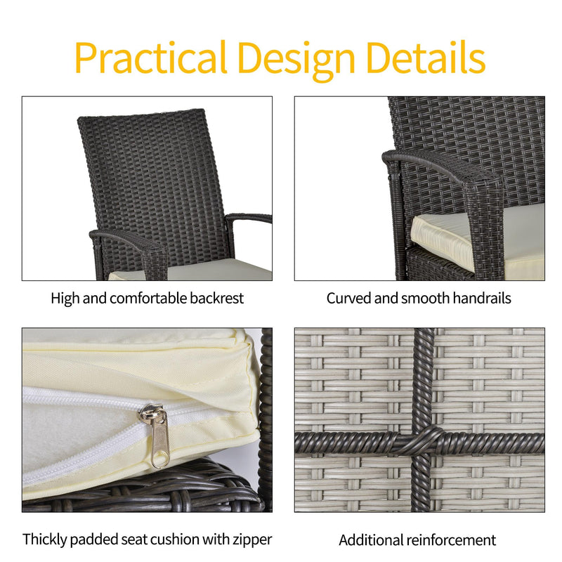 Sedia a Dondolo con Braccioli 66x88x98 cm in Rattan Marrone