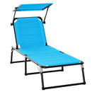 Lettino Prendisole Pieghevole da Giardino 66x164x84,5 cm in Alluminio e Textilene Blu
