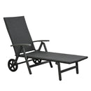 Lettino Prendisole da Giardino 192x74x55 cm con Ruote in Alluminio e Rattan Nero