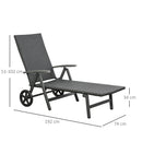Lettino Prendisole da Giardino 192x74x55 cm con Ruote in Alluminio e Rattan Nero