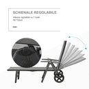 Lettino Prendisole da Giardino 192x74x55 cm con Ruote in Alluminio e Rattan Nero