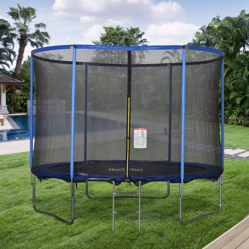 Trampolino Tappeto Elastico Ø305x248 cm con Rete e Bordo Imbottito Blu e Nero