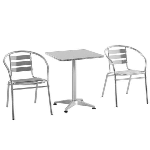 acquista Ensemble de Table Basse et 2 Chaises de Jardin en Aluminium et Inox