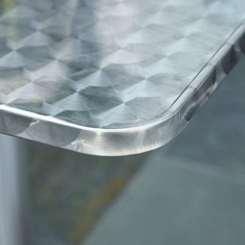 Set Tavolino e 2 Sedie da Giardino in Alluminio e Acciaio Inox