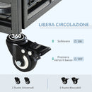 Box Kennel per Cani Pieghevole 94x58x69.5 cm a Doppia Porta con Blocco 4 Ruote e Fondo Rimovibile Grigio      